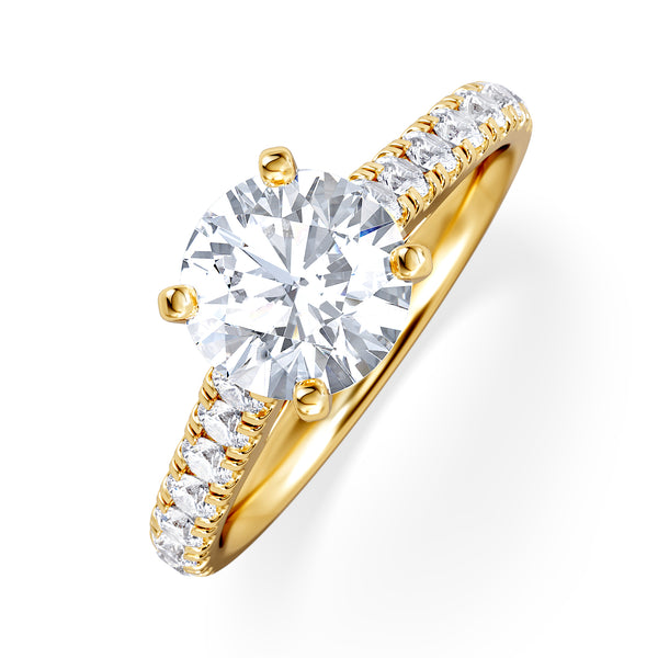 Natalia Lab Diamond Engagement Side Stone Ring 18K Gold 2.00CT F/VS1